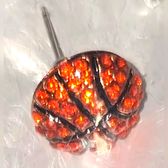 NWT basketball rhinestone earrings in package. - Picture 3 of 4